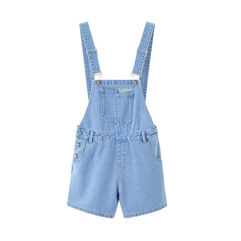 Модные свободные короткие брюки на подтяжках с вышивкой из чистого хлопка inman