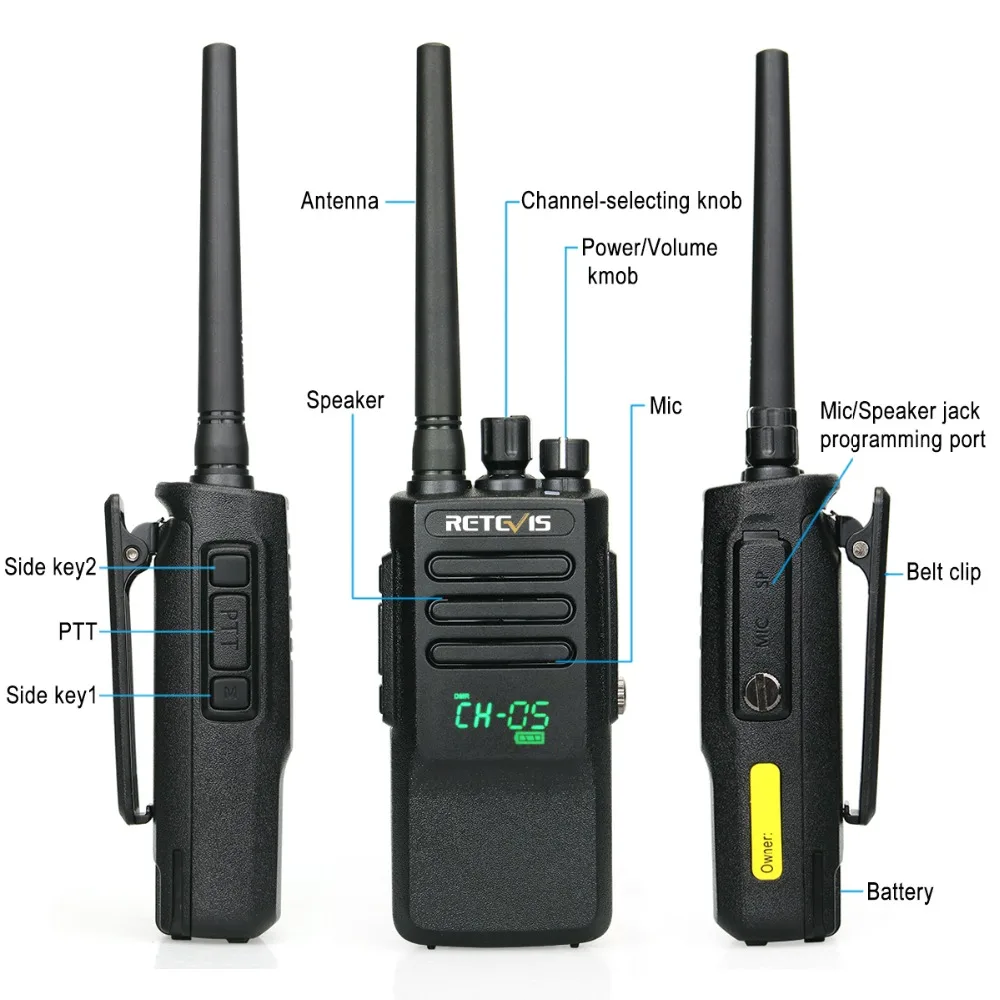 Высокомощная цифровая рация DMR IP67 водонепроницаемая Retevis RT50 дисплей UHF VOX