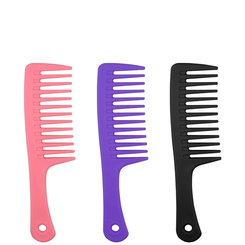

new Anti-static Large Wide Tooth Resin Hairdressing Comb Women Tranparent hanging Hole Handle Grip Curly Hair Hairbrush