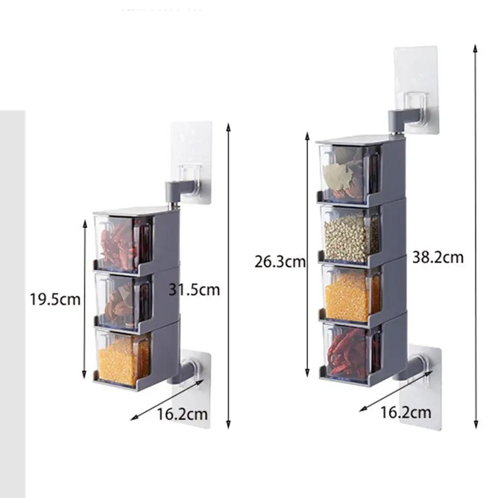 Бесследная настенная коробка для хранения многослойная вращающаяся приправа