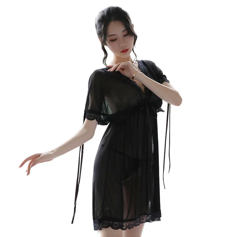 

Nuisette Sexy V-Neck Woman Backless Night Wear Silk Sleepshirts Night Dress Sleepwear Nightgown Night Wear Summer Sexy Lingerie