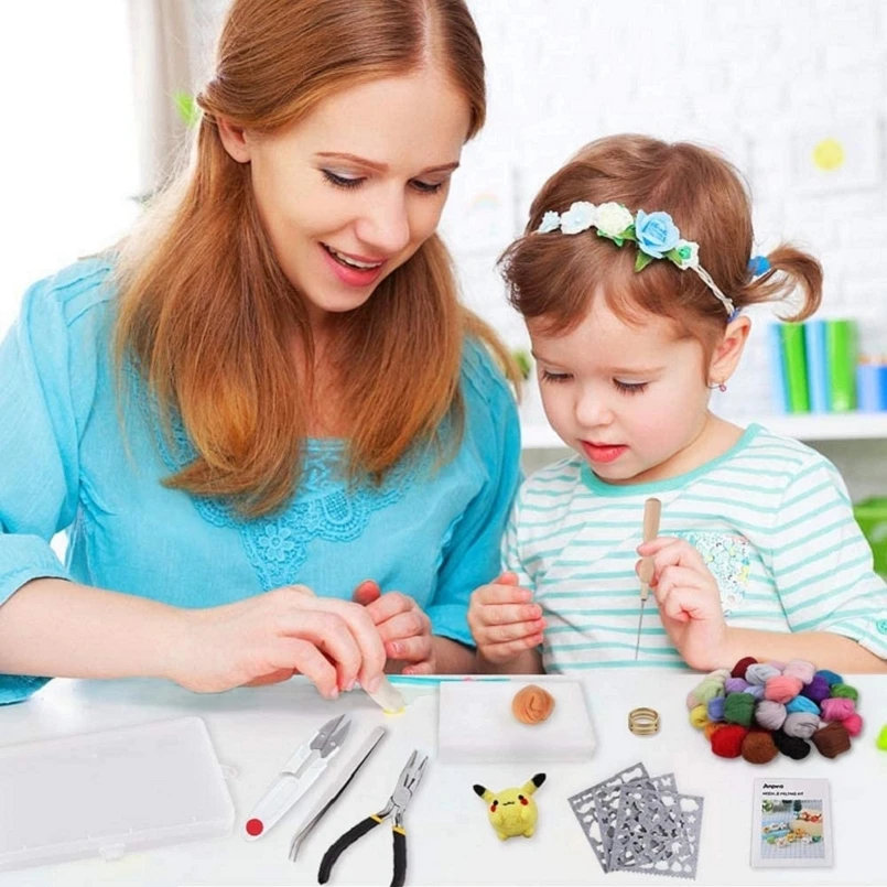 50 г (10 г х 5 цветов) шерсть для иглопробивания набора 19 микрон супертонкой мериносовой овцы мягкая нежная, приятная к коже.