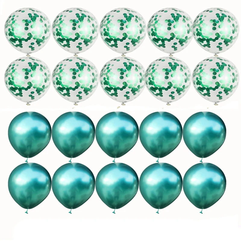 20pcs Metal Green 20шт бордовые розовые и золотые воздушные шары набор Конфетти День Рождения хром шар Свадебные украшения дети металлические шары - Цвет: 20pcs Metal Green