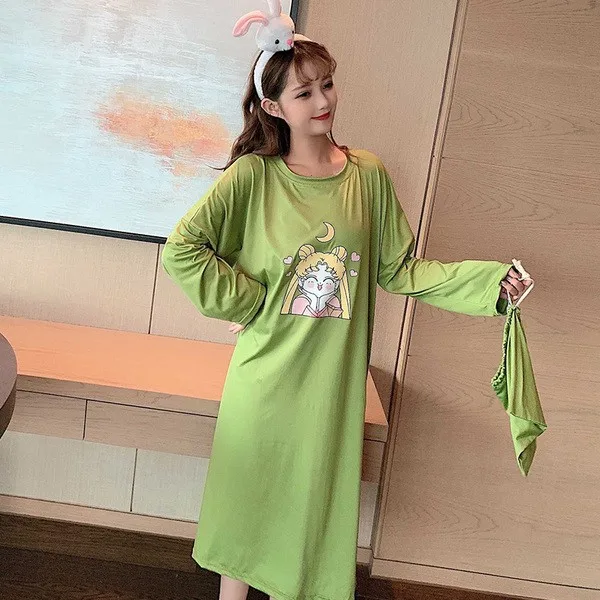 

Cartoon Sailor Moon Womens Nightgowns And Sleepshirts Sleepwear Cute Sleep Shirt Printed Night Dress Long Sleeve Nightwear