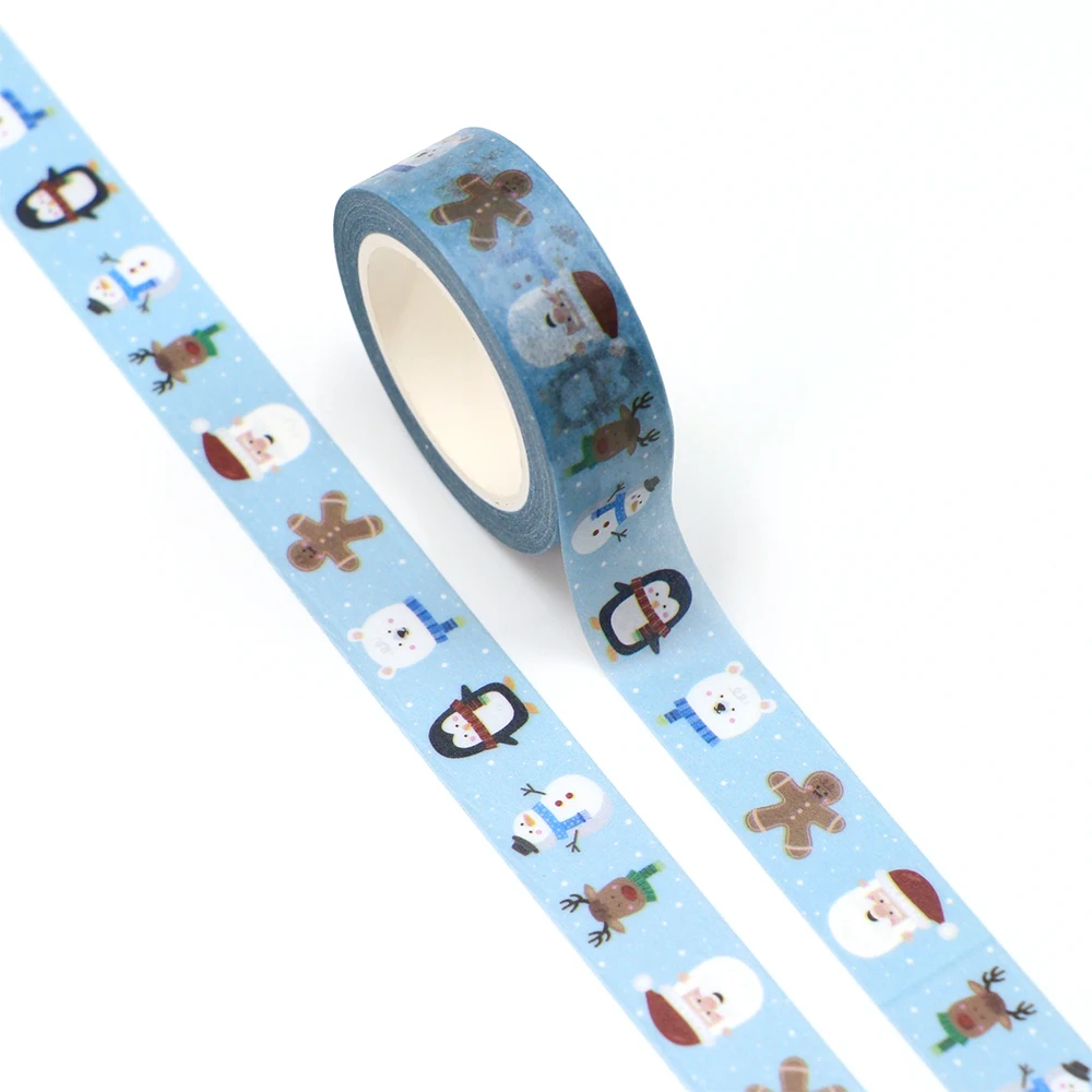 

NEW 10pcs/Lot Decorative Penguin Gingerbread Man Christmas Washi Tapes DIY Bullet Journal Adhesive Masking Tape Cute Stationery