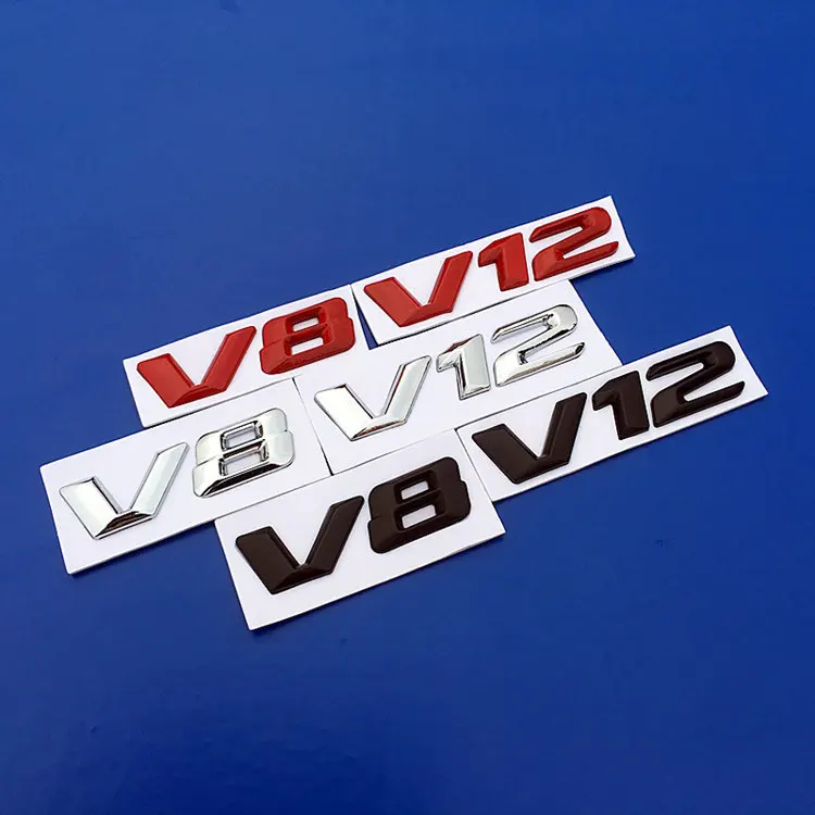

2 Pcs V8 V12 Letter Number Emblem Chrome Logo Car Styling Fender Side Discharging Capacity Badge Sticker for Benz C200 E300
