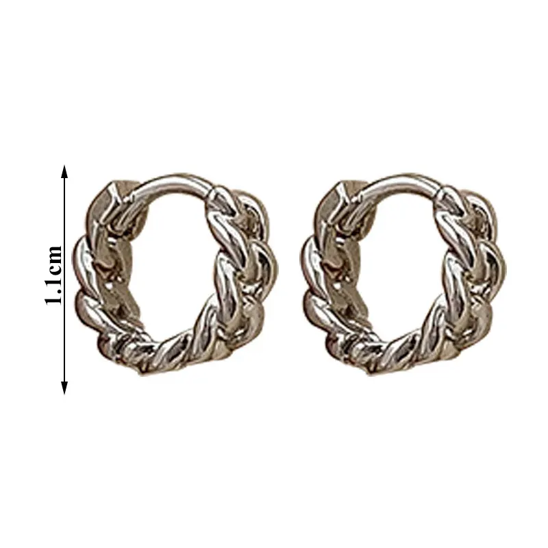 

For Fashion Women Jewelry Accessories Punk Hip Hop Earrings Link Chain Ear Buckle 925 Sterling Silver Gothic Studs Earrings