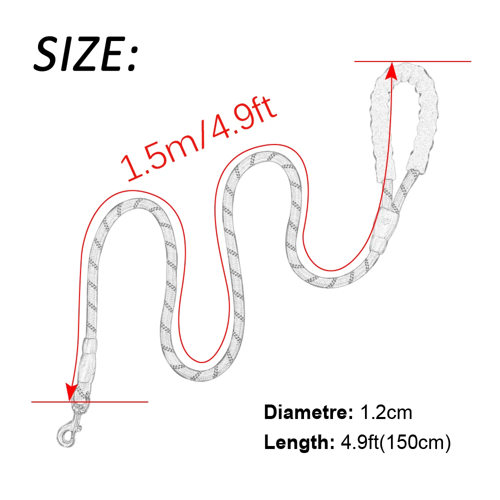 Светоотражающая нейлоновая веревка для больших собак 1 5 м|Поводки| |