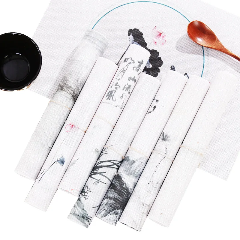 

Ink Printing Chinese Style PVC Placemat Custom Tess Linxi Placemat Home New Year Dining Table Insulation Pad