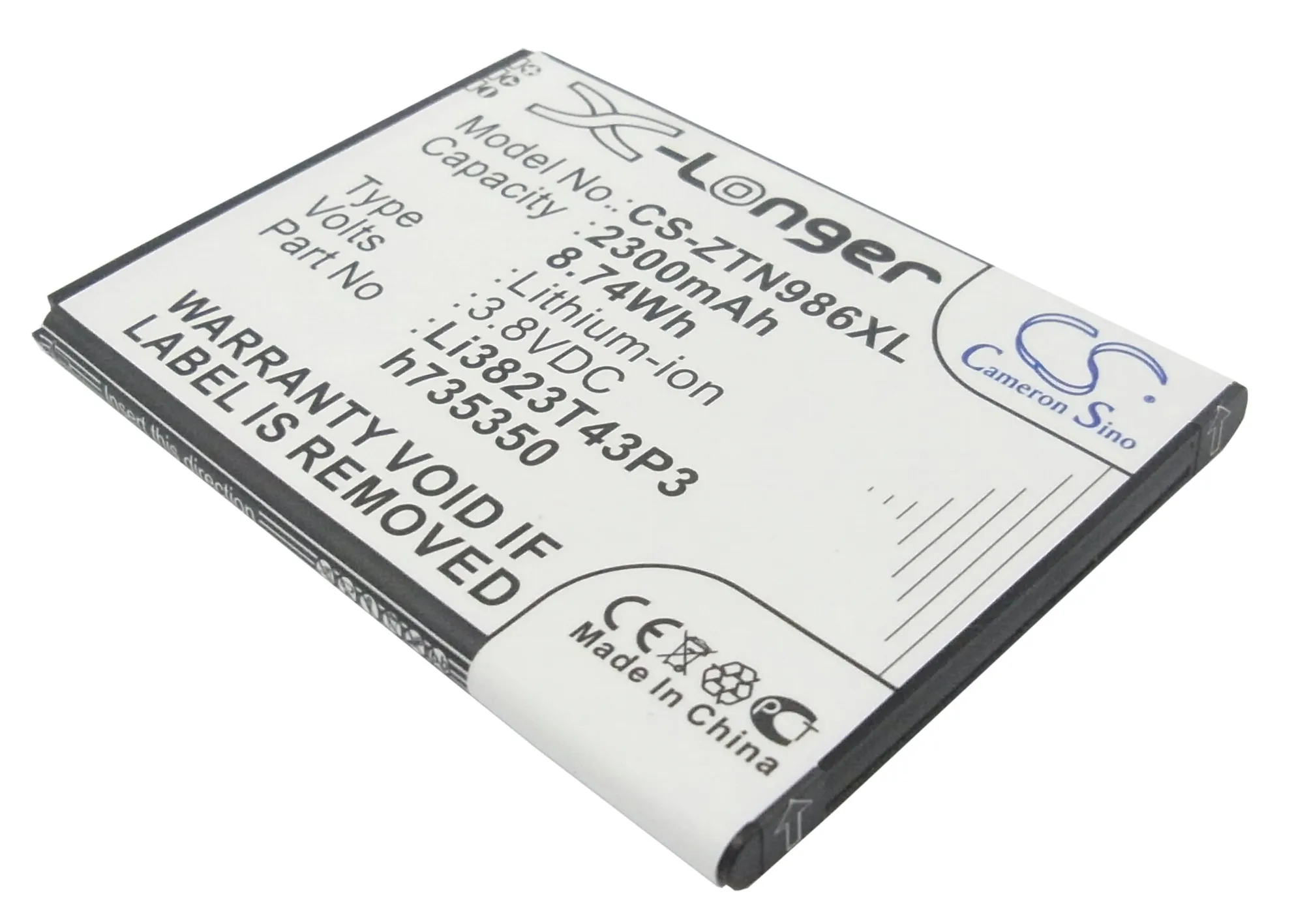 Обновленная батарея Cameron Sino для zte Li3823T43P3h735350 Midnight Pro N817 N9132 N9516 N9835 N986 2300