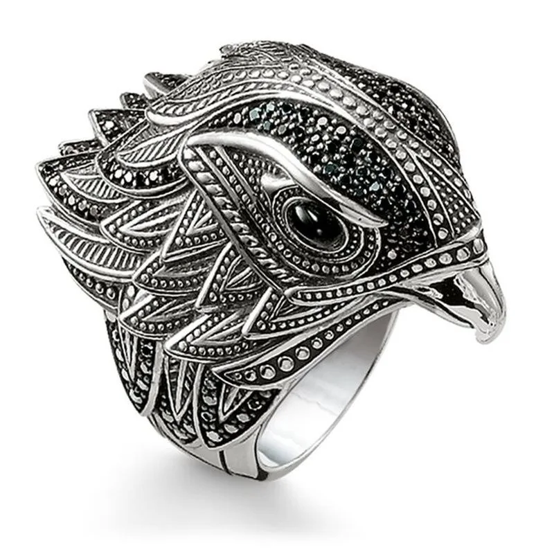

2020 Retro Gothic Punk Men Rings Trendy Skull Wolf Eagle Male Animals Rings Jewelry Halloween Accessories
