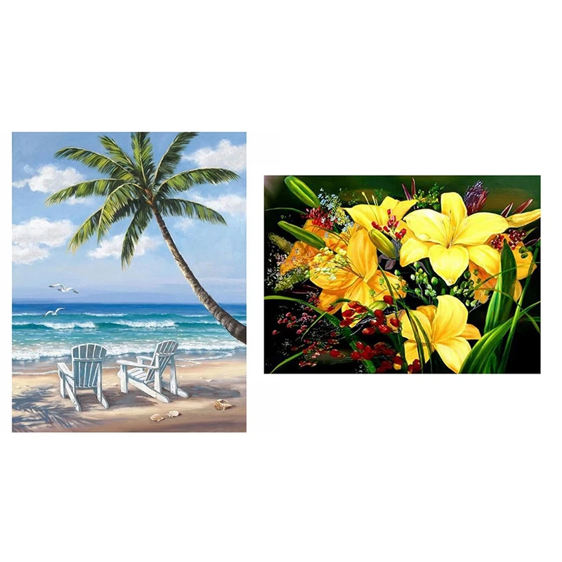 Набор из 2 алмазных круглых картин 5D сделай сам алмазная вышивка крестиком стразы