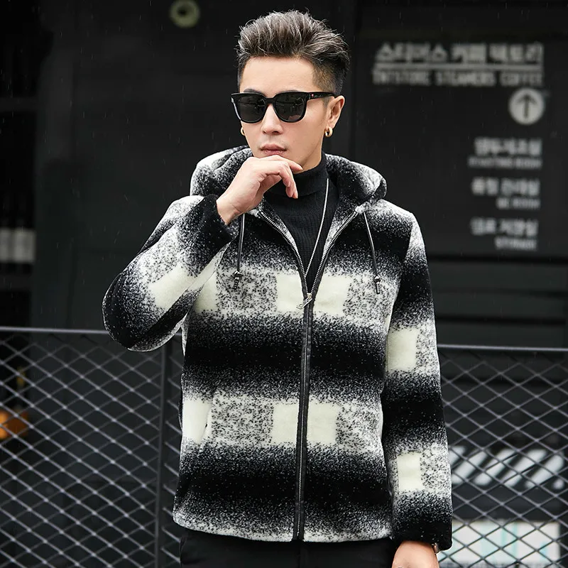 

coat, Men's leather winter wool ski coat, warm luxury fashion coat