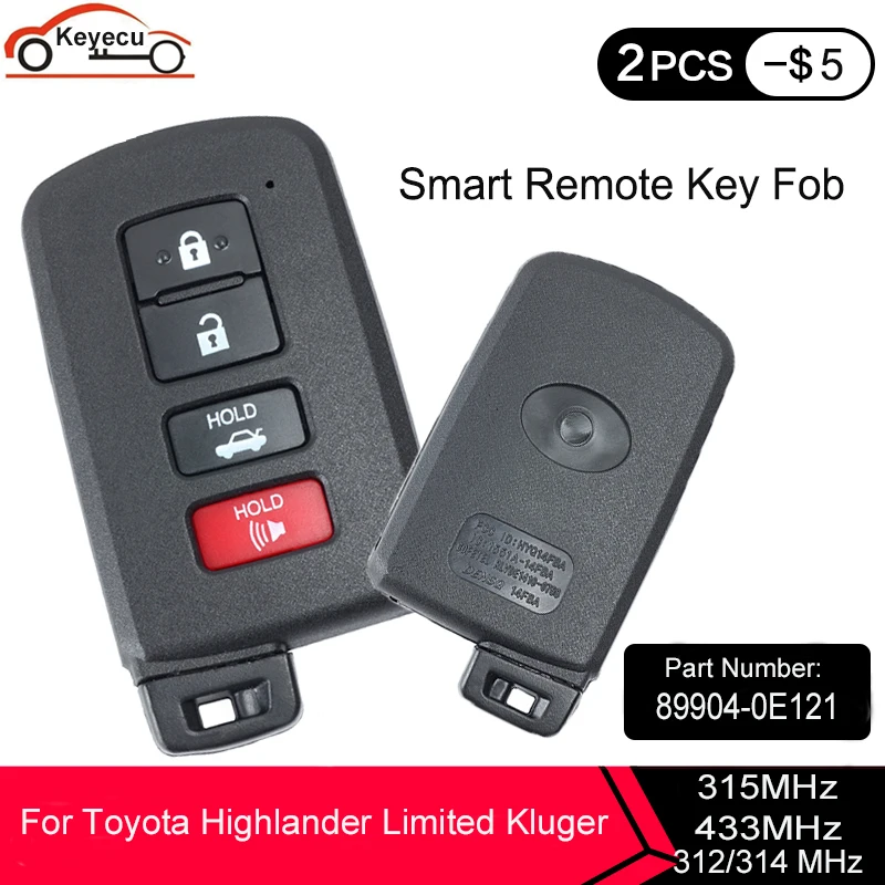 KEYECU дистанционный смарт ключ брелок 8A чип 4B для Toyota Kluger Highlander 2014 19 FCC: HYQ14FBA AG Board 281451