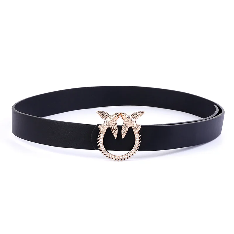 

High Quality PU Leather Ladies Thin Swallow Pin Buckle Dress Jeans Decoration Retro Casual Belts for Women Luxury Designer Brand