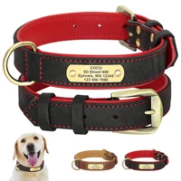 custom dog collar personalized leather dog collar adjustable pet collars for medium large dogs free engraved name id tag collars