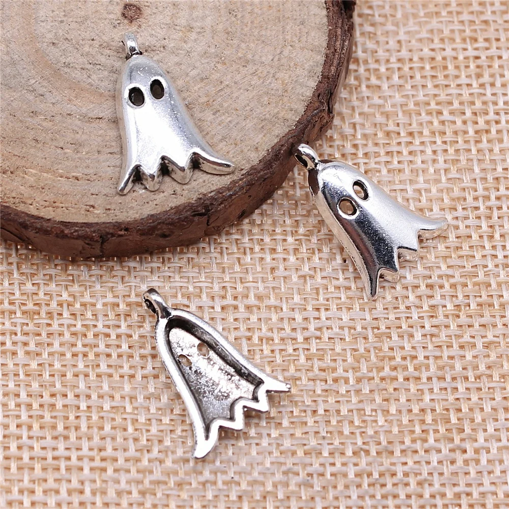 WYSIWYG 10pcs 20x14mm Ghost Charm Pendants For Jewelry Making Antique Silver Color Ghost Pendants Charm Ghost