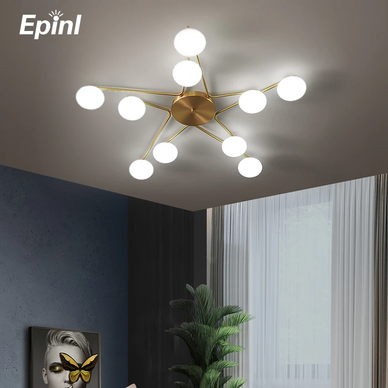 Современная медная потолочная лампа Epinl художественный светодиодный светильник