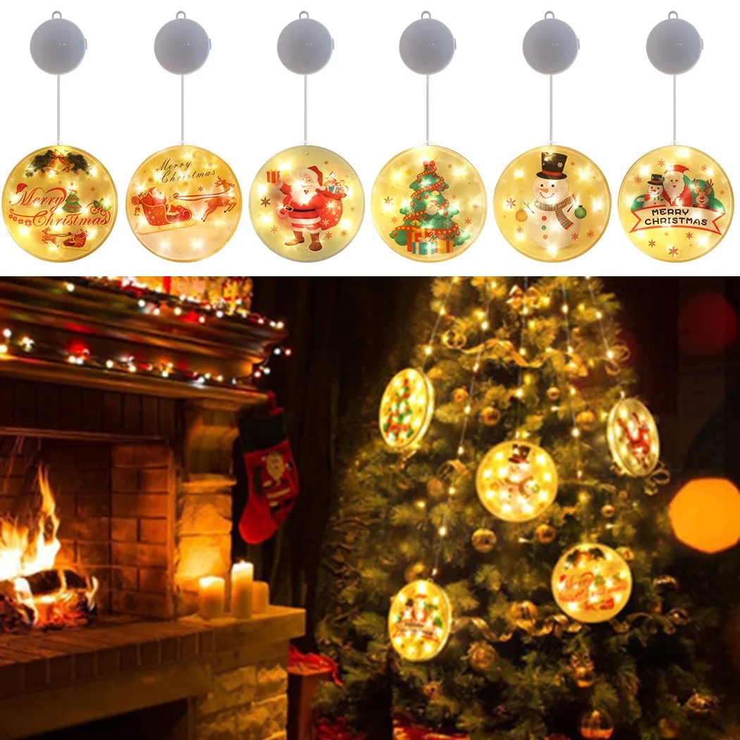 

1PC Christmas Pattern Fairy Light LED Festive Hanging Decoration Ornament Glow Party Room Santa Claus Christmas Tree