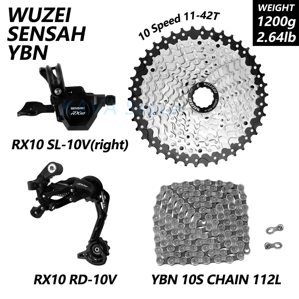 RX10 YB WUZEI 42T SENSAH RX10 1X10 Скорость M6000 горы mtb велосипеда велосипедные переключатели 11-42/46/50T маховик KMC X10 цепи GXP 104BCD шатун со звездочкой - Цвет: RX10 YB WUZEI 42T