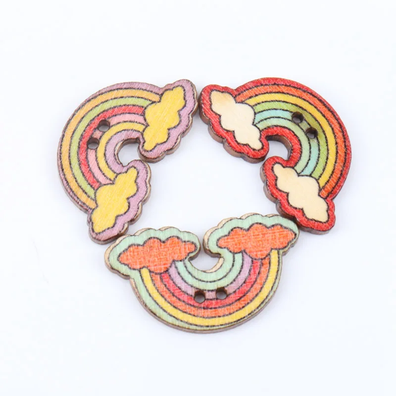 20 штук радужной расцветки в форме Botones madera деревянных прошитых альбомов ручной