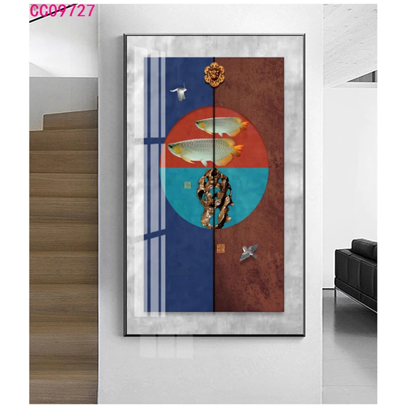 

Modern Chinese Cultural Elements Landscape Anime Poster Painting Wall Art Canvas Graffiti Picture Home Living Home Bedroom Decor