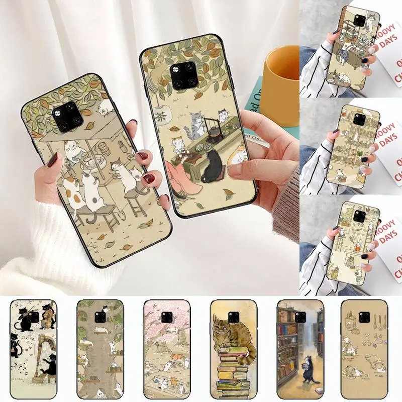 Кошек и в дереве милый чехол для телефона с рисунками из мультиков Huawei honor Mate P 10 20