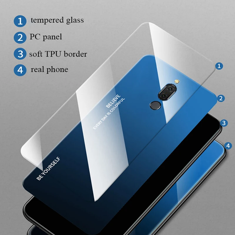 Чехол из закаленного стекла для Xiaomi Redmi 8 чехол с градиентом жесткая задняя крышка