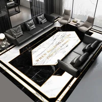 luxury black and white geometric marble carpet custom made 2 6m width floor mat plush printing rug for living room bedroom mat