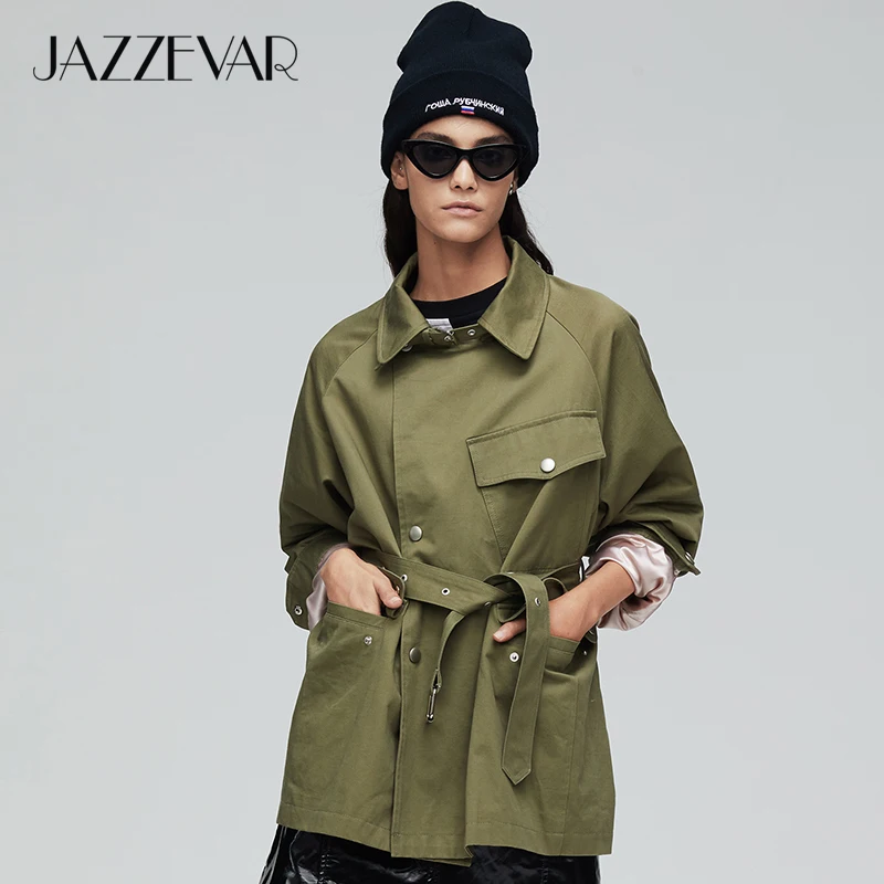 JAZZEVAR 2021 Новое поступление Осенний Тренч пальто для женщин три цвета модное
