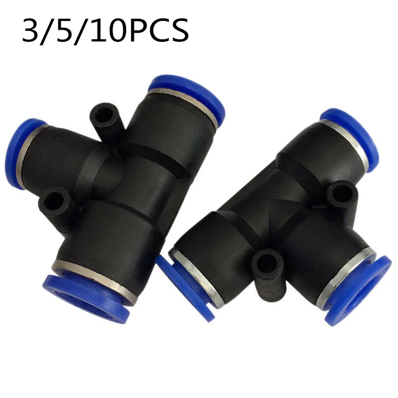 

3/5/10pcs 3-Way Pneumatic 3 Way T Shaped Connector Fitting For Air Water Pipe