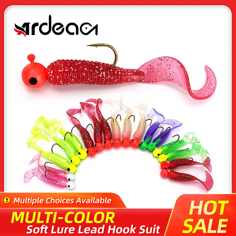

Ardea 17pcs Jigs Lead Worms Soft Lure 50/60mm 4/7g Iscas Grub Worm Silicone Bait 6color Fishing Tackle Kit Bass Pike Carp