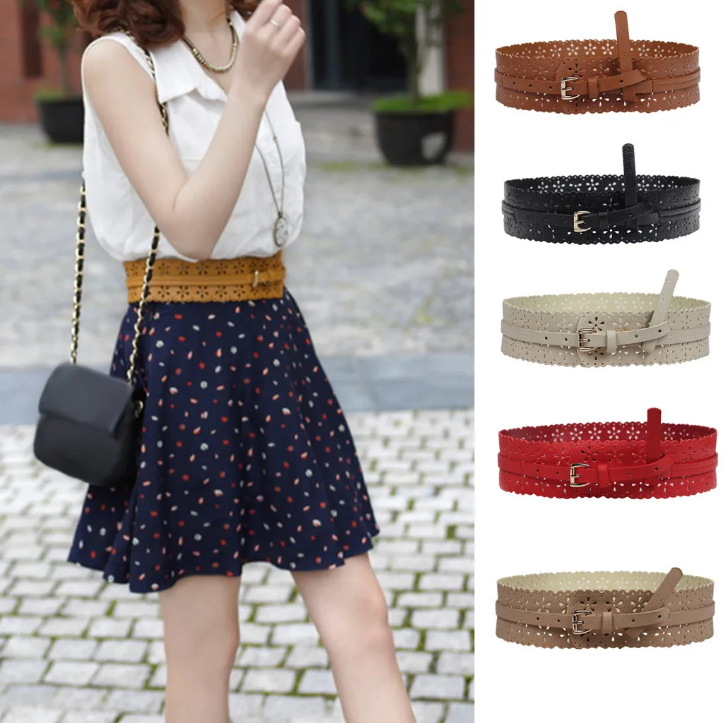 Женский широкий ремень SAGACE винтажный пояс в форме цветка модный кожаный для