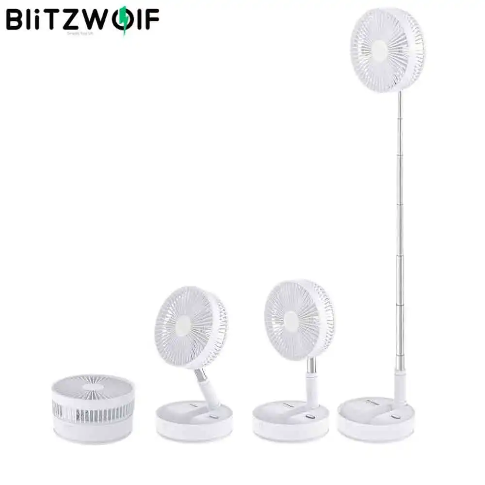 

BlitzWolf BW-F3 Folding Fan USB Desktop Fan with Remote Control 7.75 inches Pedestal Fan 4 Wind Mode 3 Gear Wind Speed 7200mAh