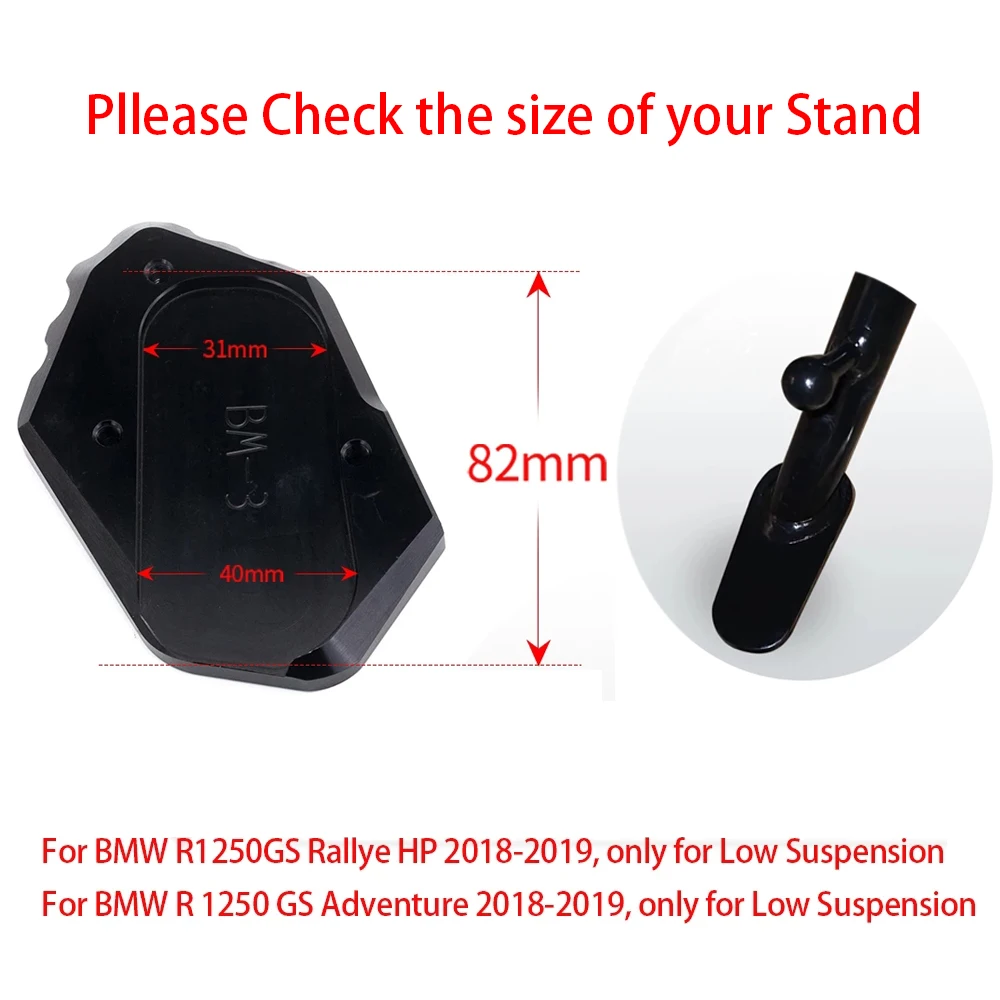 

For BMW R1250GS R 1250 GS HP R1250 GS Adv. Adventure low suspension CNC Kickstand Side Stand Vergroter Plaat Extension Pad