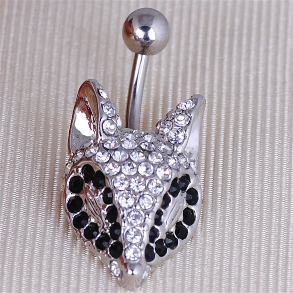 В форме лисы циркона медицинские женские пупка кольцо Красивые пирсинг тела