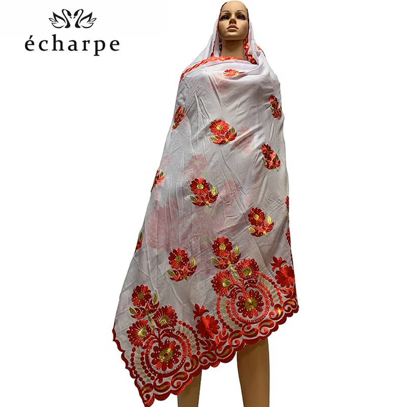2019 Новый хлопковый шарф Африканский emrbroidery шарфы мусульманские женщины