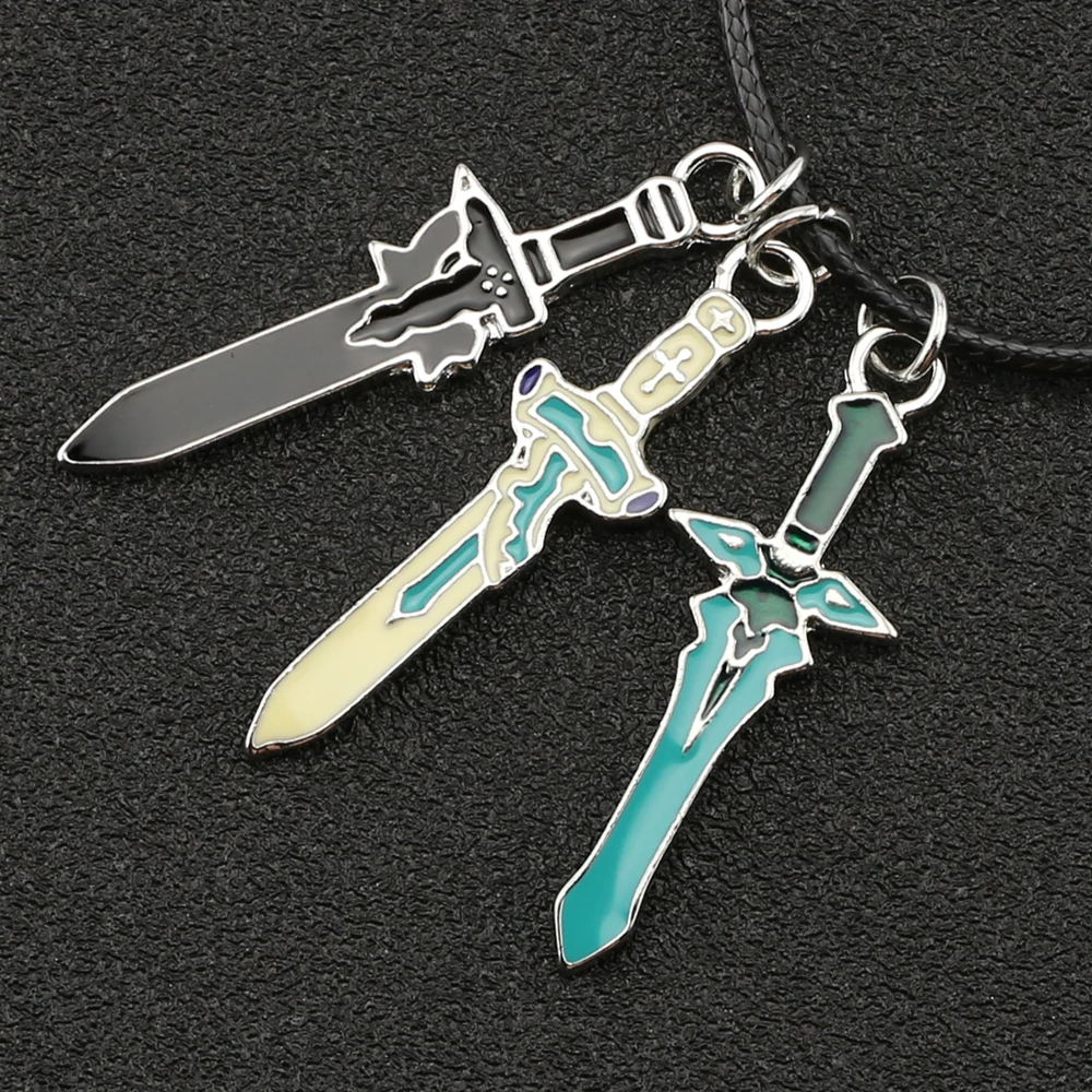 Sword Art Online Yuuki Asuna and Kirito The Yui Heart Necklace Teardrop Shape Blue Crystal Pendant Cosplay Lambent Accessories