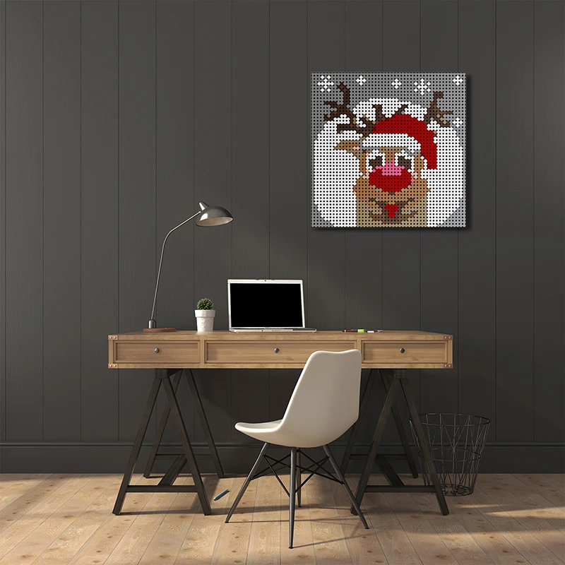 

Diy Pixel Mosaic Art Painting Christmas Reindeer Building Blocks Painted Background Indoor Decorations Diy Blocks Toys For Kids