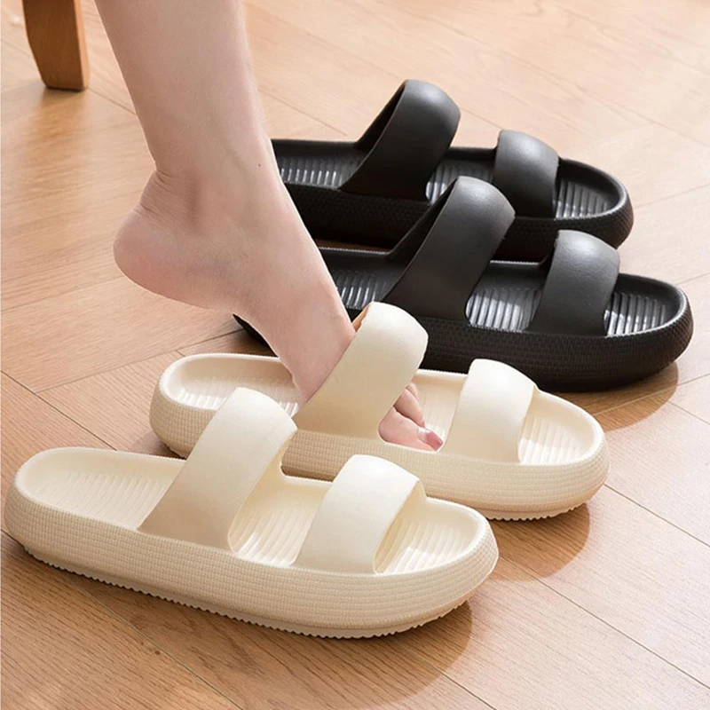 

Men's Slippers Couple Summer Slippers Indoor Home Soft Slippers Anti-skid Bathroom Beach Sandals Women Thick Bottom Flip Flops
