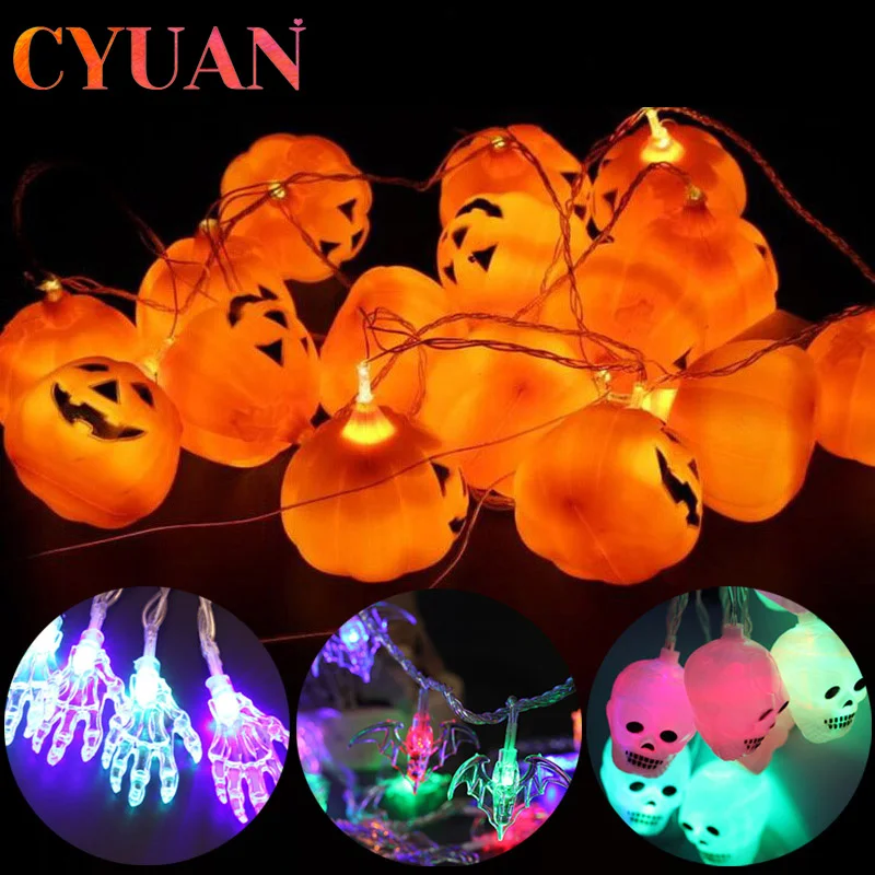 

Светодиодная гирлянсветильник CYUAN, Хэллоуин, тыква, призрак, скелеты, летучая мышь, паук, праздник, бар, домашний, уличный, вечеринка, украшен...