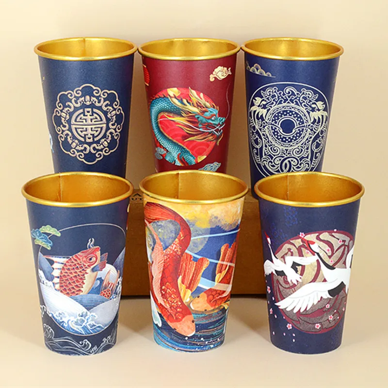 

50 шт., бумажные стаканчики из фольги, 400 мл, 14 а