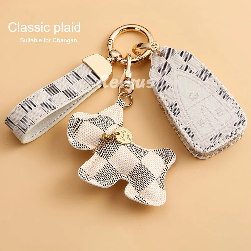 

Leather Car Smart Key Cover Key Case For Changan CS35PLUS CS55PLUS CS75PLUS 2019 2020 Auto Shell Accessories