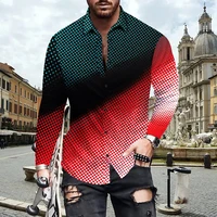 2021 new mens 3d gradient printed polka dot shirt casual turn down collar long sleeves gothic s 3xl