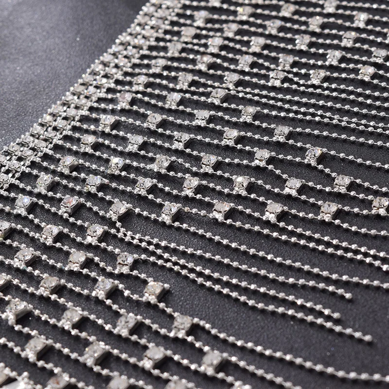 Длинная Бахрома rhinstone аппликация с кисточками из хрустального стекла цепочка