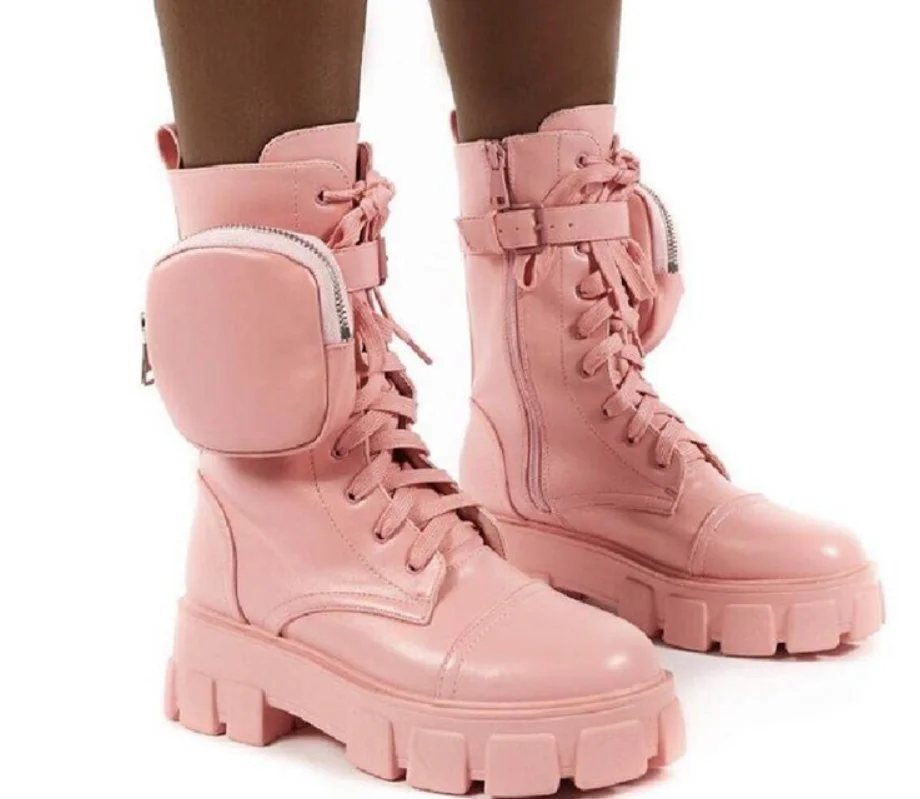 

Высококачественная Женская мотоциклетная обувь, сапоги до середины икры, женские кожаные оксфорды на плоской подошве со шнуровкой, женские...