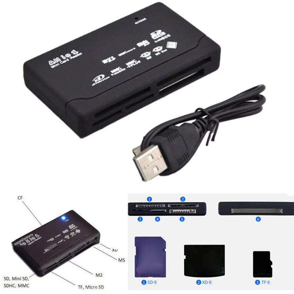 Все в одном SD кардридер адаптер USB 2 0 поддержка TF CF Mini SDHC MMC MS XD | Компьютеры и офис