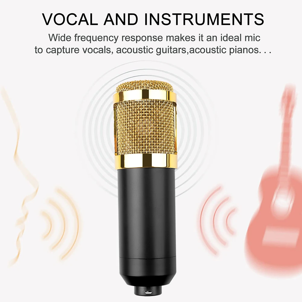 

Микрофон для караоке, Студийный конденсаторный микрофон из пластика для KTV, радиовещания, пения, записи, компьютера