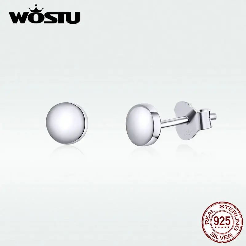WOSTU 925 пробы серебряные крошечные серьги гвоздики в горошек минималистичные