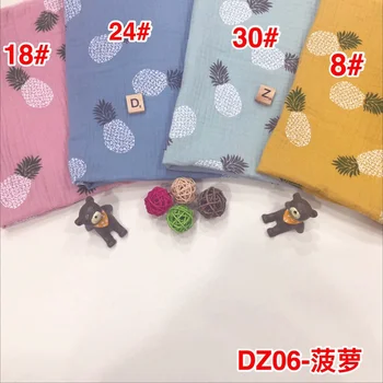 2m/lot Animal Double Gauze Fabric Cotton Print Baby Infants Clothes Bedding Mask Material Pineapple Sewing Accessories